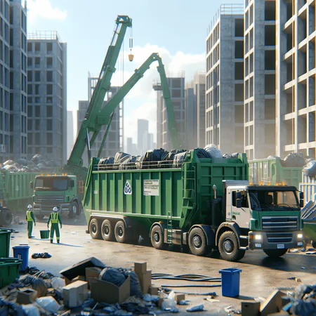 GoodCollect Containerdienst auf Baustelle – Abfallcontainer mieten für Bauschutt, Sperrmüll und Recyclingmaterialien