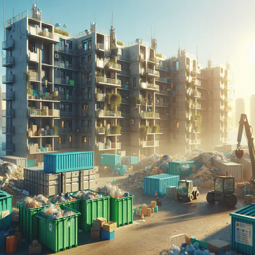 Abfallcontainer und Baucontainer von GoodCollect vor Wohngebäuden – Container mieten für Bauschutt und Sperrmüll entsorgen