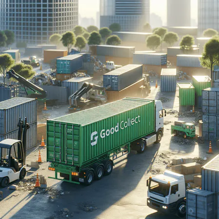 Containertransport mit logistischer Koordination zwischen Hafen, Straße und Schiene