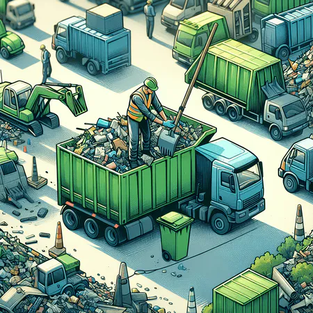 Absetzcontainer auf einer Baustelle in Deutschland mit Containerdienst-LKW