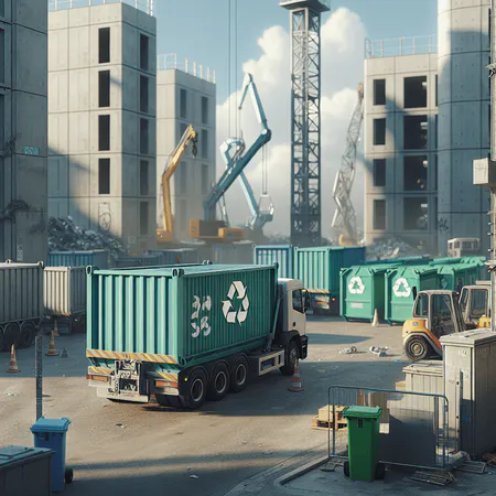 Müllfahrzeug bei der geplanten Abholung von Abfallcontainern in einem deutschen Wohngebiet