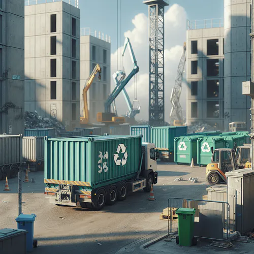 Müllfahrzeug bei der geplanten Abholung von Abfallcontainern in einem deutschen Wohngebiet